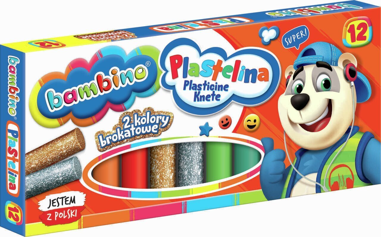 BAMBINO Klasisks plastilīns, 12 krāsas cena un informācija | Modelēšanas un zīmēšanas piederumi | 220.lv