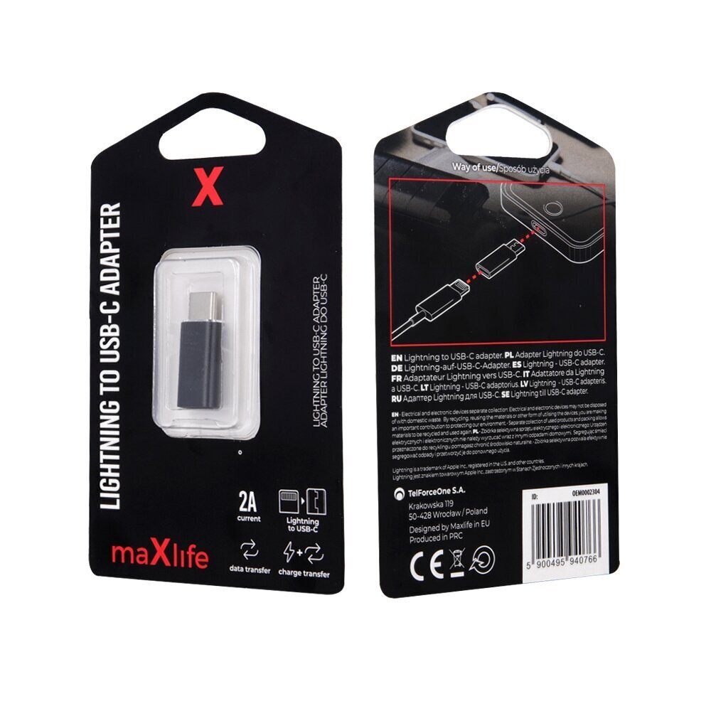 Maxlife Lightning to USB-C adapteris cena un informācija | Adapteri un USB centrmezgli | 220.lv