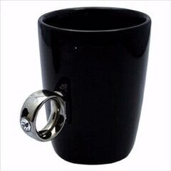 Kafijas krūze ar platīna imitācijas gredzenu - osiņu un īstu "Swarovski" kristālu, melna, 1 gab cena un informācija | Glāzes, krūzes, karafes | 220.lv