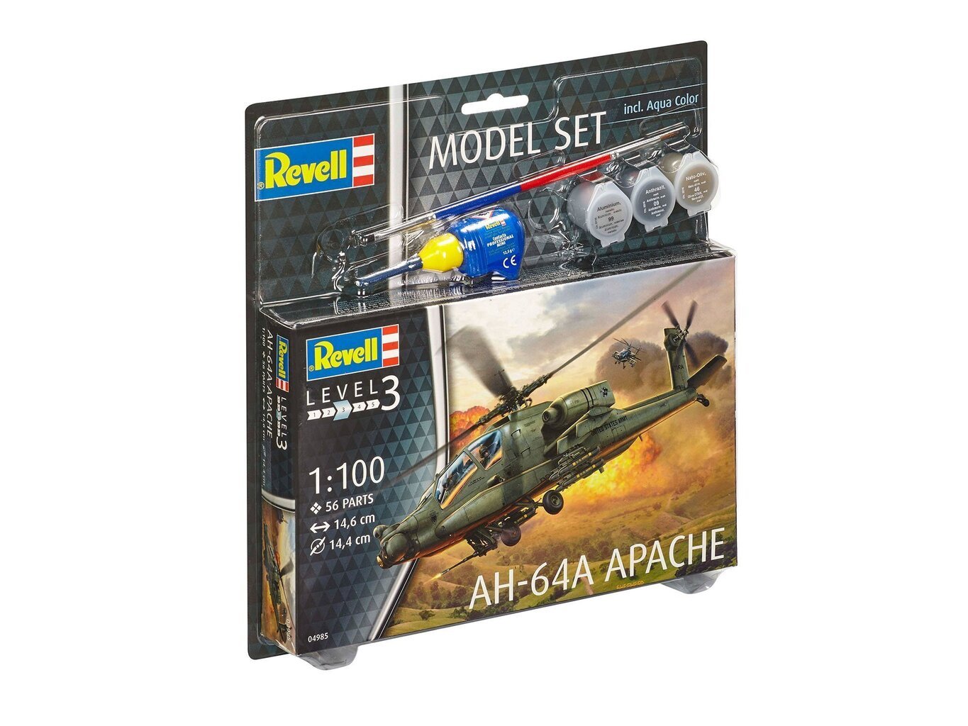 Revell - AH-64A Apache dāvanu komplekts, 1/100, 64985 cena un informācija | Konstruktori | 220.lv