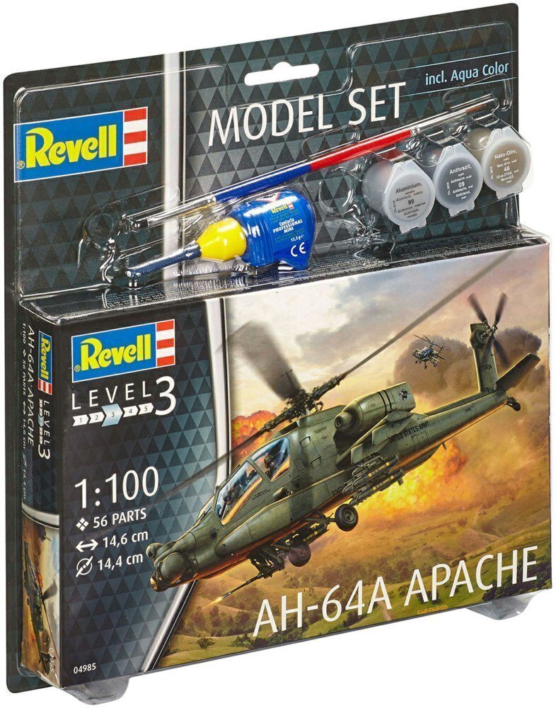 Revell - AH-64A Apache dāvanu komplekts, 1/100, 64985 cena un informācija | Konstruktori | 220.lv