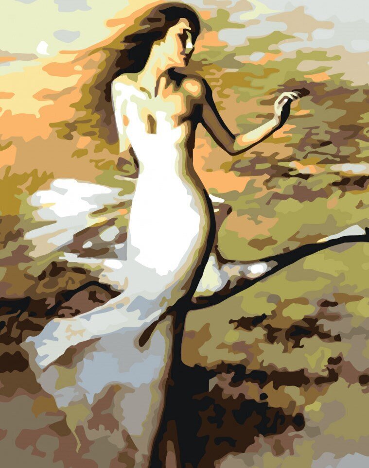 Glezna pēc numuriem "Meitene baltā kleitā " 40x50 G KTMK-948843 cena un informācija | Gleznas pēc numuriem | 220.lv
