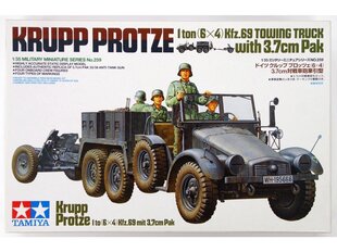 Сборная пластиковая модель Tamiya - Krupp Protze 1 ton (6x4) Kfz.69 Towing Truck with 3.7cm Pak, 1/35, 35259 цена и информация | Конструкторы и кубики | 220.lv