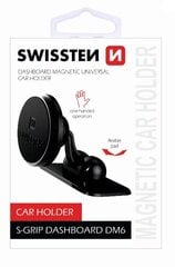 Swissten S-Grip DM6 Universāls Auto Stiprinājums Panelim Ar Magnētu Melns цена и информация | Держатели для телефонов | 220.lv