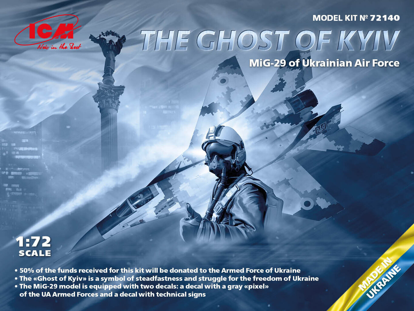 Līmējams modelis ICM 72140 MIG-29 of Ukrainian Air Force THE GHOST OF KYIV 1/72 цена и информация | Līmējamie modeļi | 220.lv