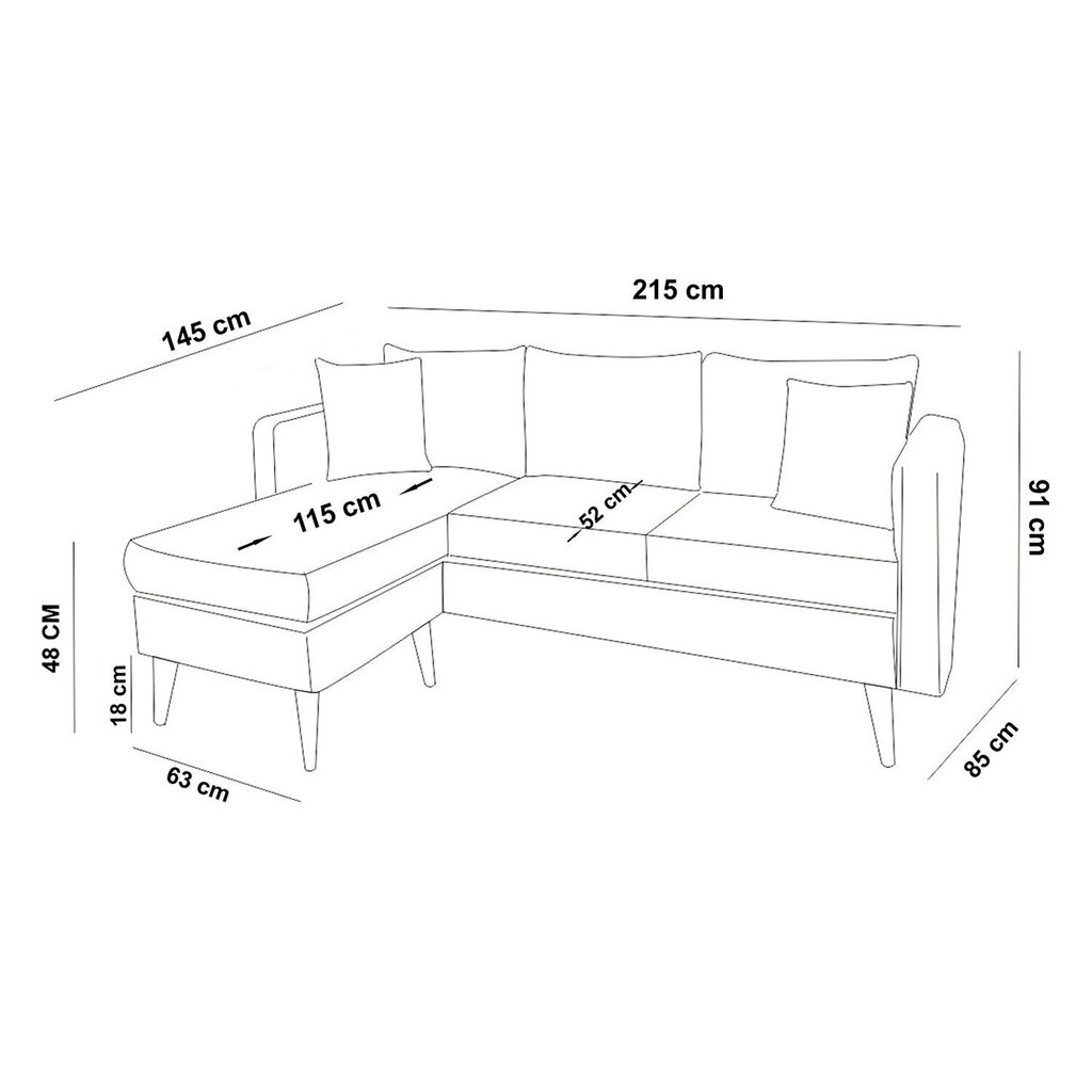Stūra dīvāns Artie Sofia, tumši pelēks cena un informācija | Stūra dīvāni | 220.lv