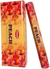 Peach aromatiskie smaržkociņi KRISHAN India, 8 gab. cena un informācija | Sveces un svečturi | 220.lv