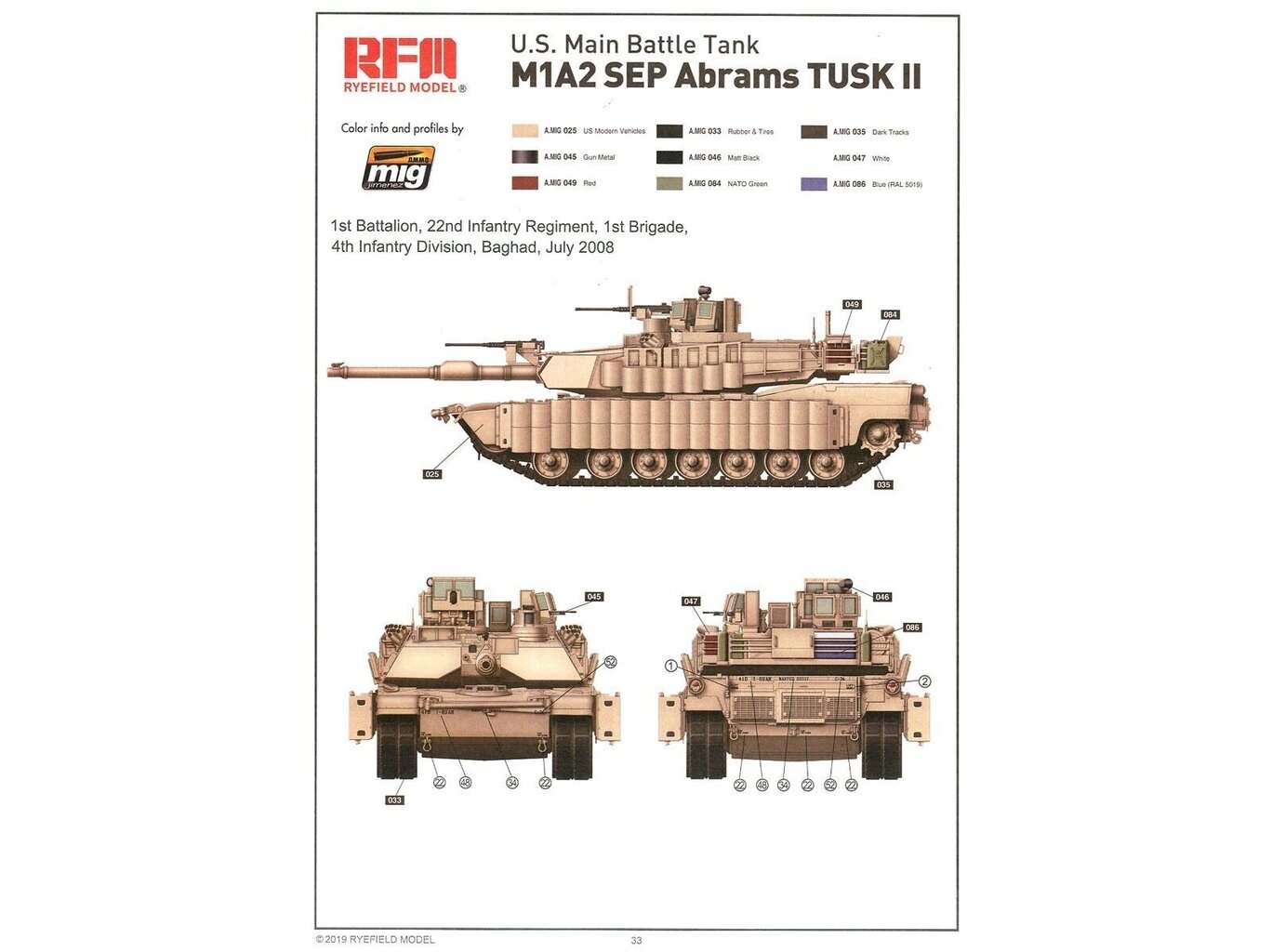 Rye Field Model - M1A2 SEP Abrams TUSK I /TUSK II with full interior, 1/35, RFM-5026 cena un informācija | Konstruktori | 220.lv