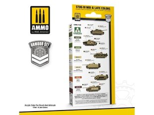 Набор акриловых красок Ammo Mig Stug III Mid & Late Colors 1944-1945 Set. АМИГ7186 цена и информация | Принадлежности для рисования, лепки | 220.lv
