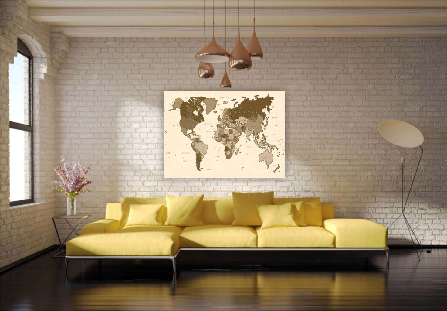 Korķa attēls - pasaules karte ar tapām. Brūns. цена и информация | Gleznas | 220.lv