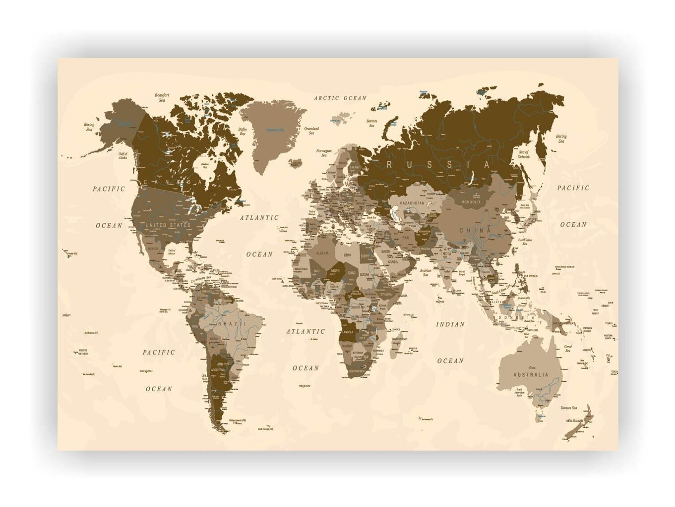 Korķa attēls - pasaules karte ar tapām. Brūns. цена и информация | Gleznas | 220.lv