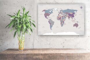 Korķa attēls - pasaules karte ar tapām. Antīks, pelēks. cena un informācija | Gleznas | 220.lv