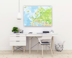Korķa attēls - pasaules karte ar tapām. Eiropas kalni cena un informācija | Gleznas | 220.lv