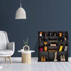 Модульная полка Loft Wurfel XL 9/20, 111x111x37 см, черная цена и информация | Ящики для вещей | 220.lv