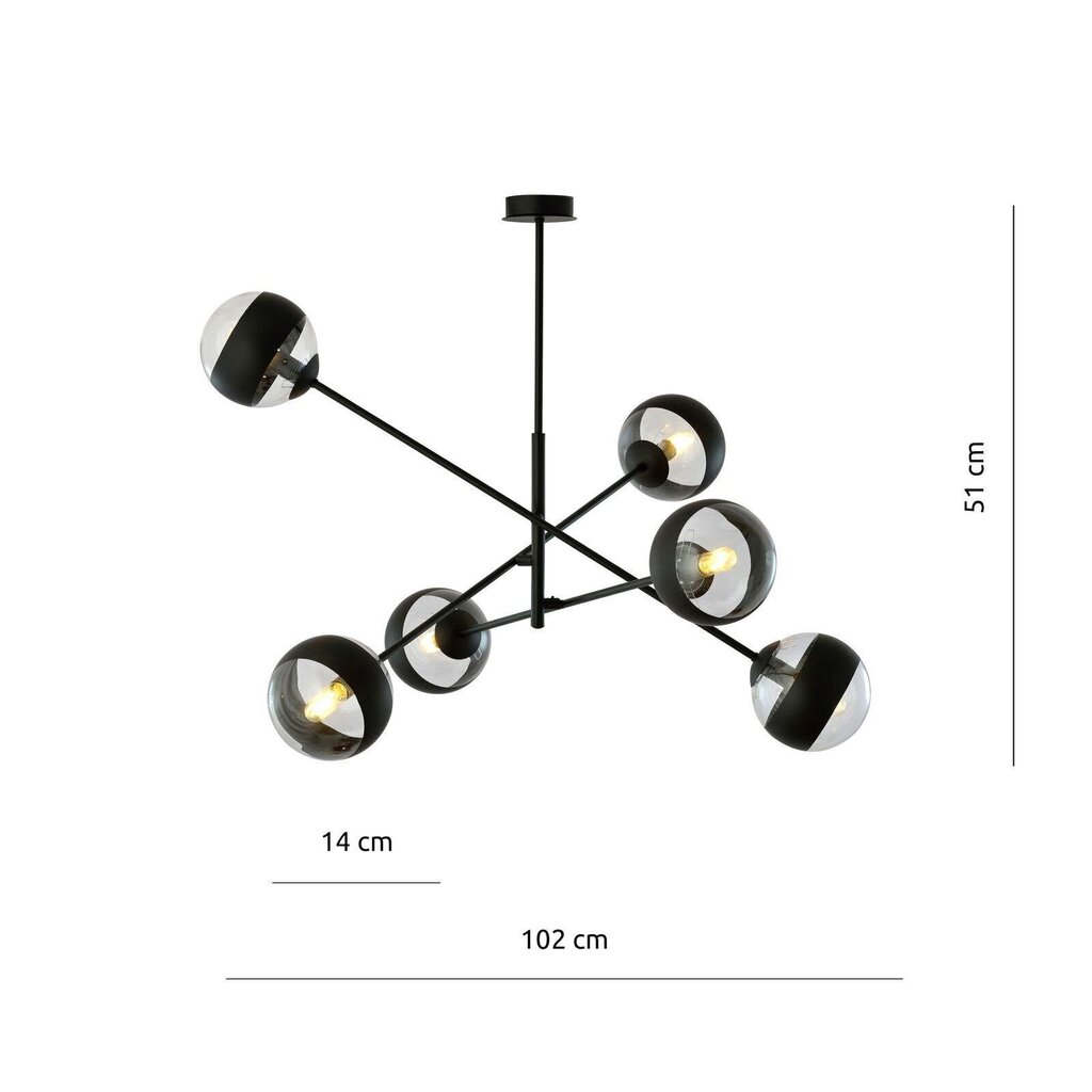 Emibig gaismeklis Linear 6 Black/Stripe cena un informācija | Lustras | 220.lv