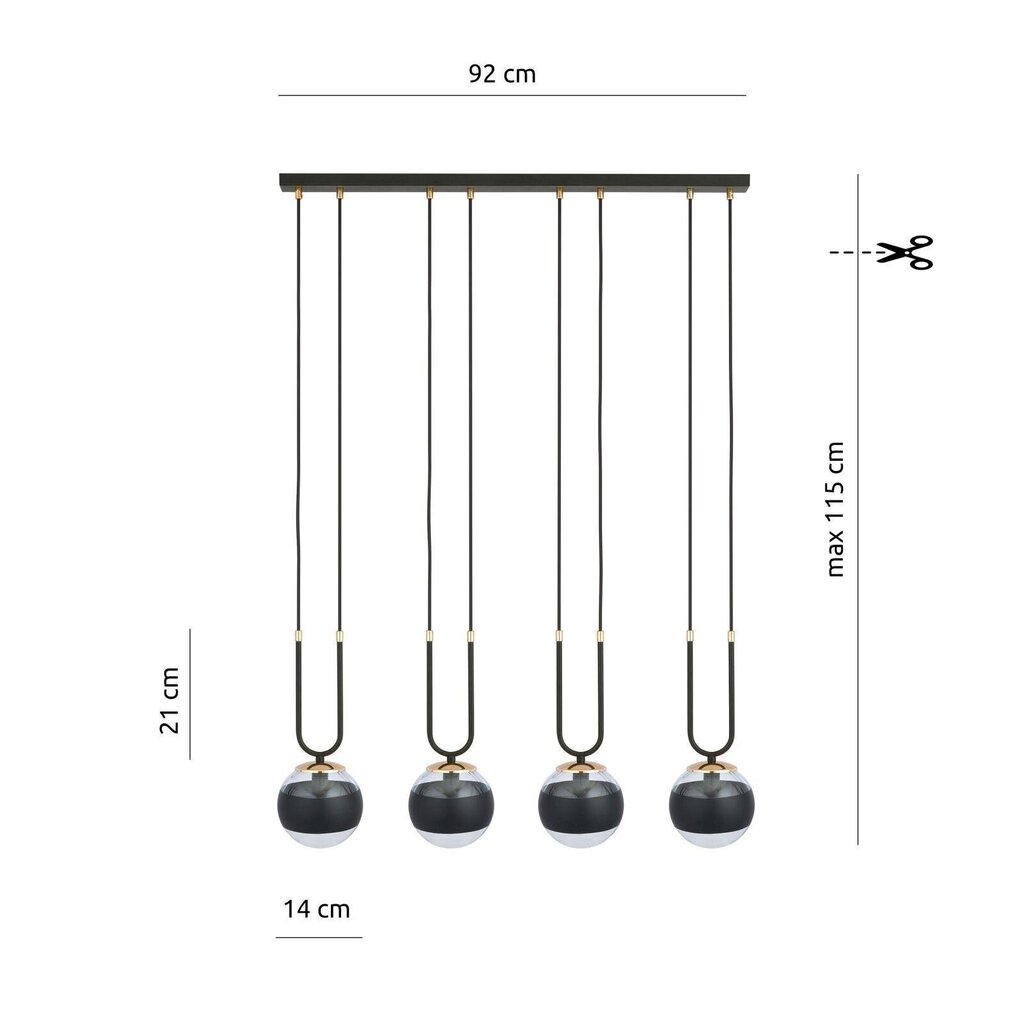 Emibig gaismeklis Glam 4 Black/Stripe cena un informācija | Piekaramās lampas | 220.lv