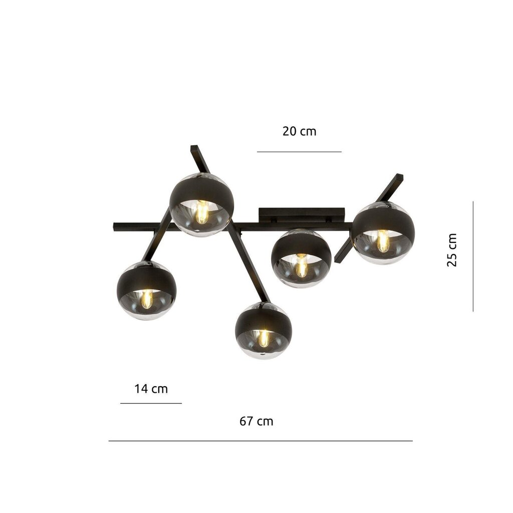 Emibig gaismeklis Smart 5 Black/Stripe цена и информация | Griestu lampas | 220.lv