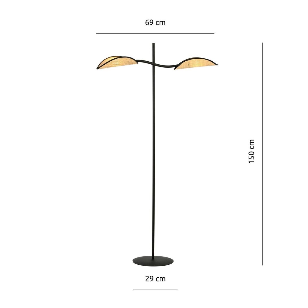 Emibig stāvlampa Lotus LP2 Black/Rattan cena un informācija | Stāvlampas | 220.lv