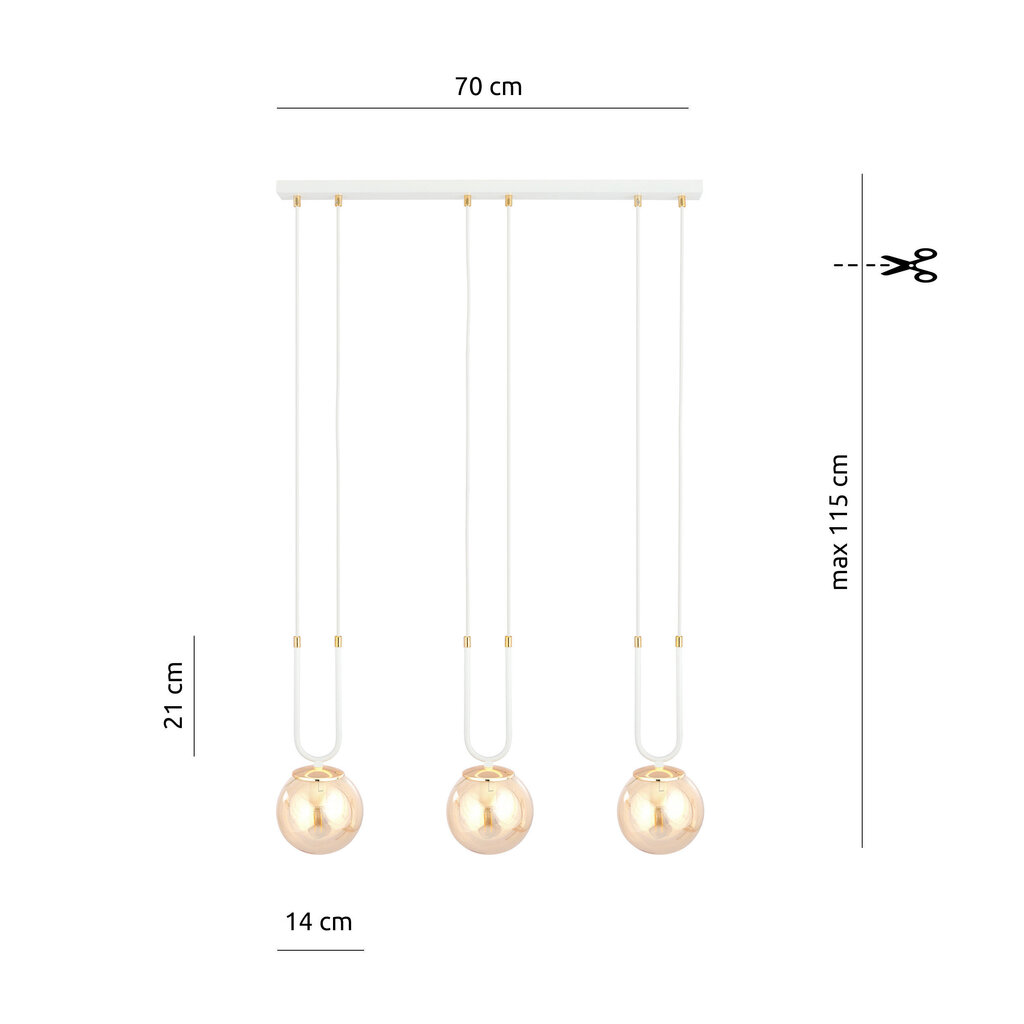 Emibig lampa Glam 3 White cena un informācija | Piekaramās lampas | 220.lv