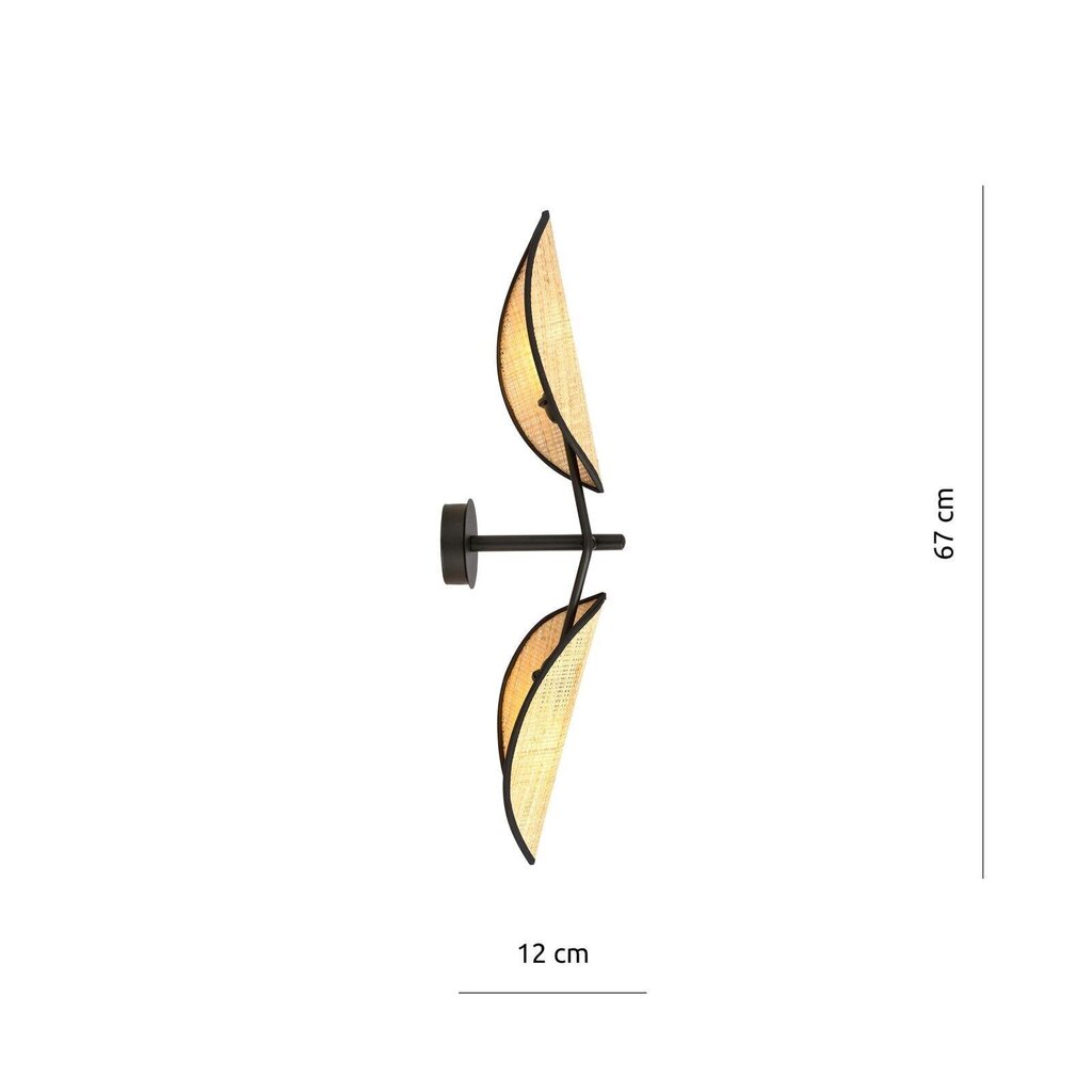 Emibig sienas gaismeklis Vene K2 Black/Rattan cena un informācija | Sienas lampas | 220.lv