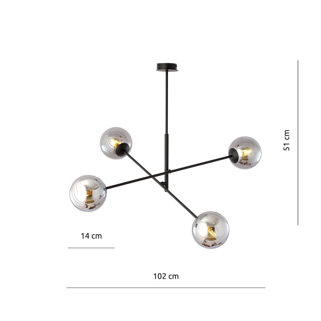 Emibig gaismeklis Linear 4 Black/Grafit cena un informācija | Piekaramās lampas | 220.lv