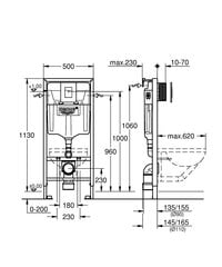 Grohe Rapid SL 3-in-1 pakarināms iebūvējams tualetes rāmja komplekts 38772001 цена и информация | Унитазы | 220.lv