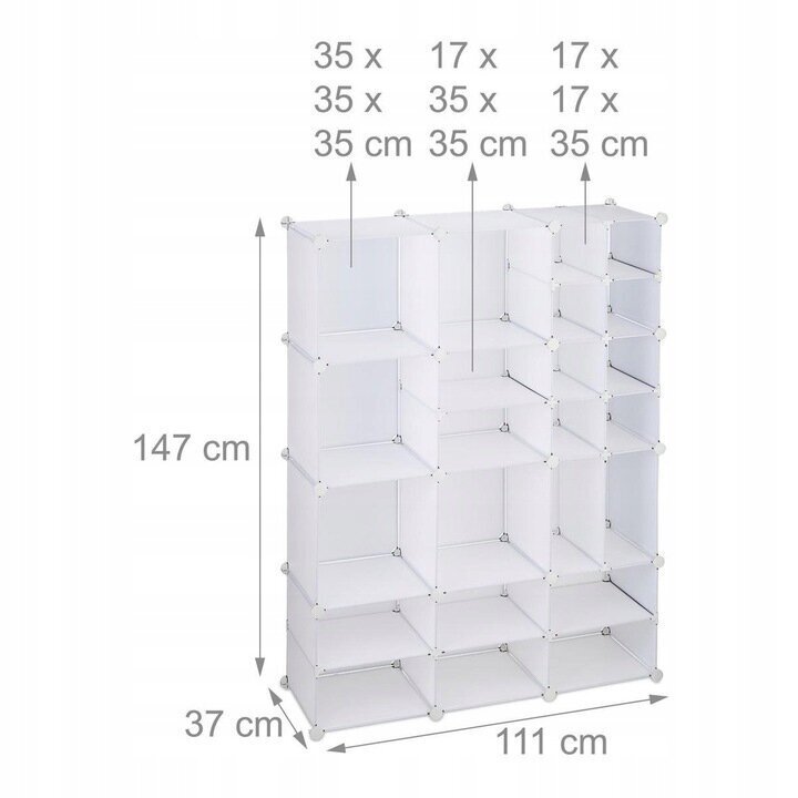 Moduļu plaukts Loft Wurfel XXL 12/23, 111x147x37 cm, balts cena un informācija | Veļas grozi un mantu uzglabāšanas kastes | 220.lv