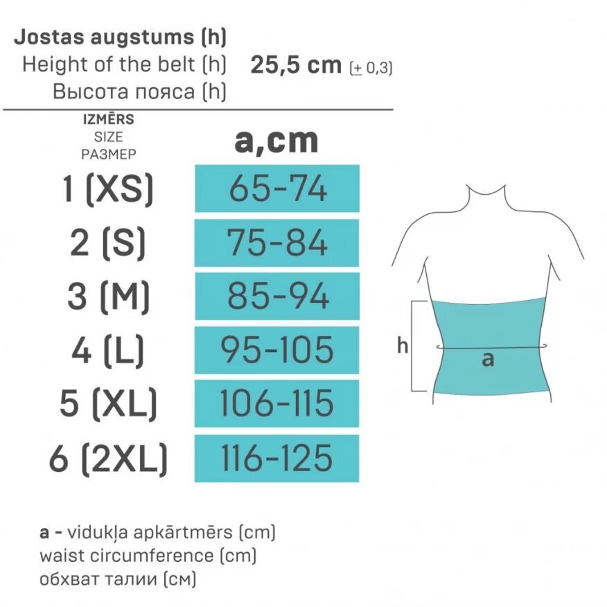 TONUS josta pēcoperācijas mod. 9901 AIR 3. izm., melna cena un informācija | Ķermeņa daļu fiksatori | 220.lv