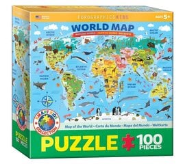 Пазл Eurographics, 6100-5554, Illustrated Map of the World, 100 шт. цена и информация | Пазлы | 220.lv