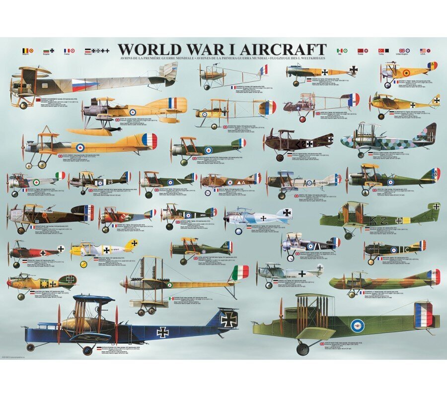 Puzle Eurographics, 6000-0087, WWI Aircraft, 1000 gab. cena un informācija | Puzles, 3D puzles | 220.lv