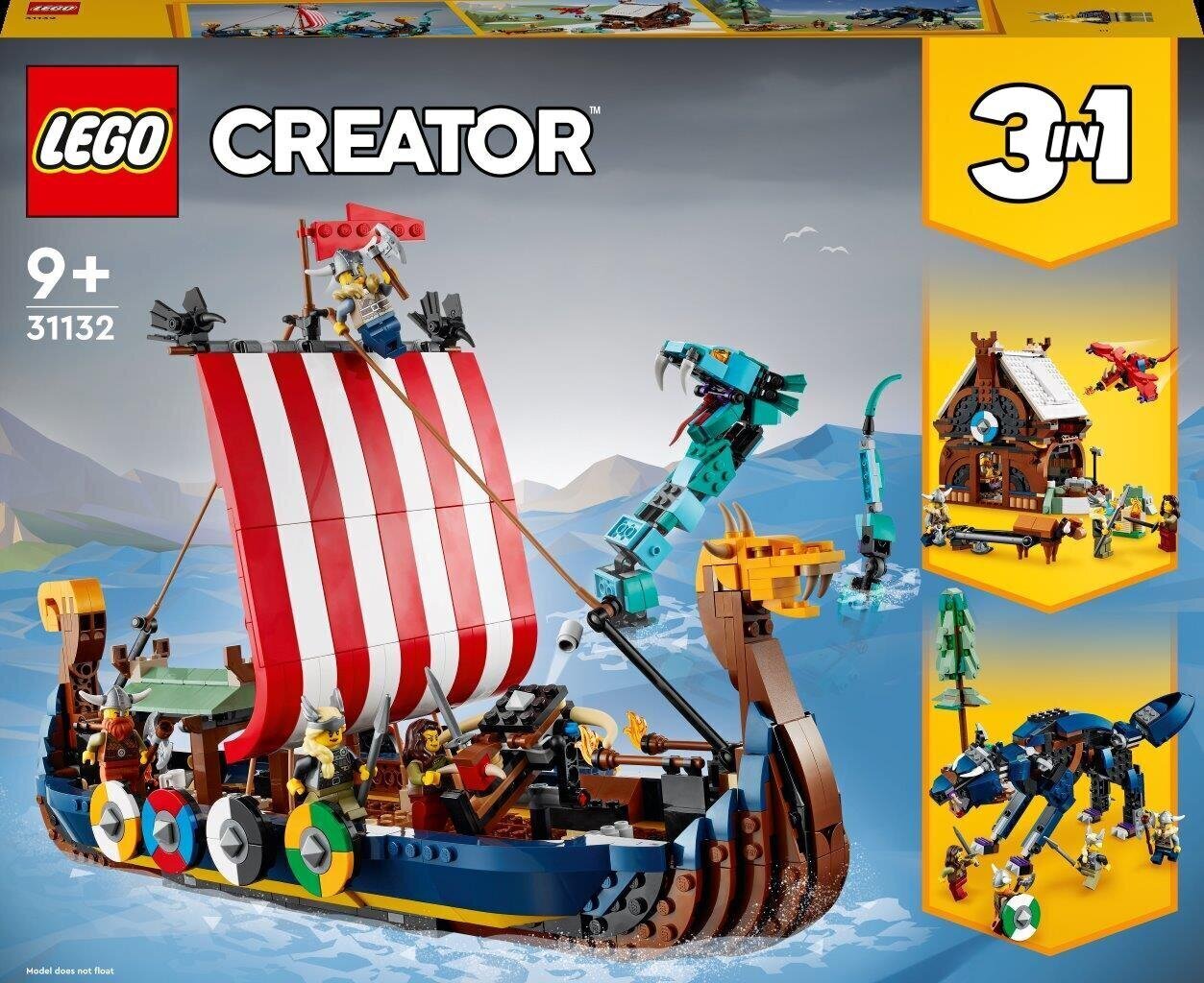 31132 LEGO® Creator Корабль викингов и змея Мидгард цена | 220.lv