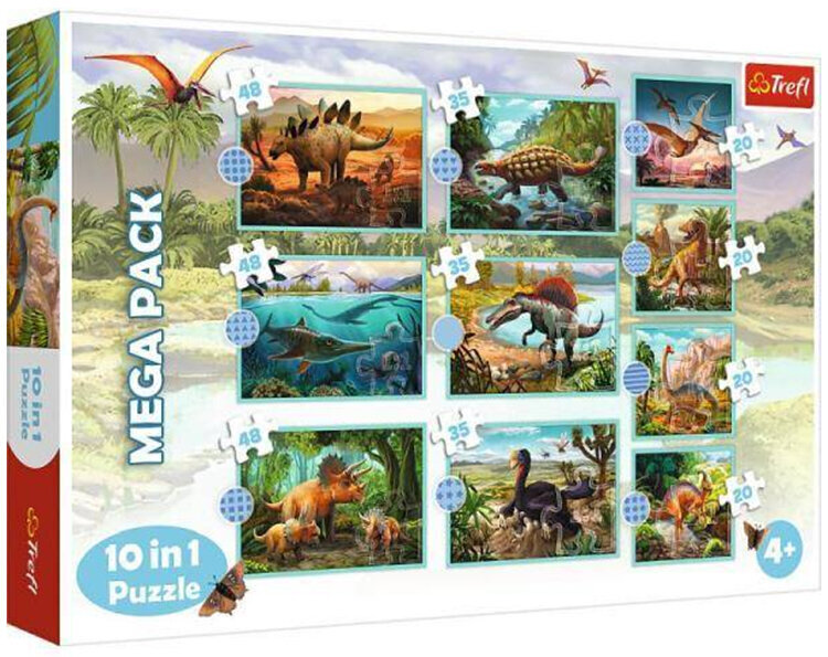 Puzzle 10in1 Meet all the dinozaurs 90390 cena un informācija | Puzles, 3D puzles | 220.lv