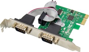 Kontroler ProXtend PCIe 2.0 x1 - 2x DB9 RS-232 (PX-SP-55009) cena un informācija | Kontrolieri | 220.lv