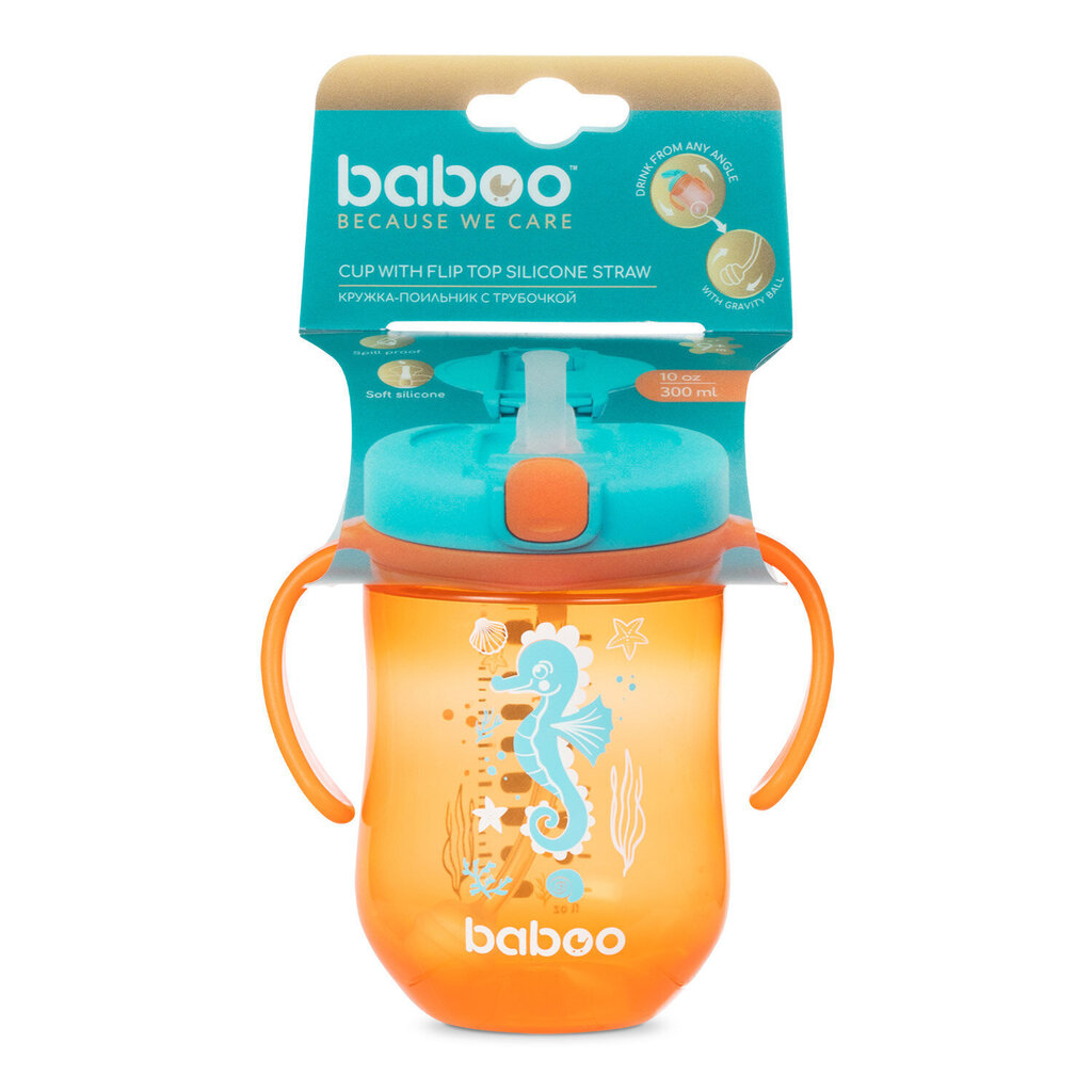 Pudele Baboo ar silikona salmiņu un atsvaru, 300 ml, Sealife, 9+ mēneši cena un informācija | Bērnu pudelītes un to aksesuāri | 220.lv