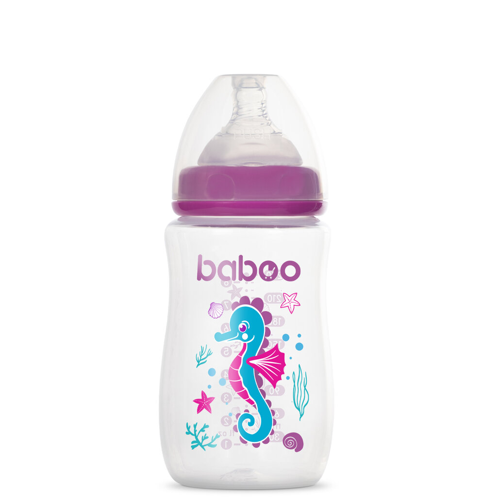 Barošanas pudelīte Baboo Sea Life, 250 ml, no 3 mēnešiem cena un informācija | Bērnu pudelītes un to aksesuāri | 220.lv