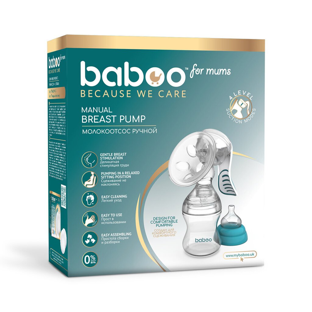 Baboo manuālais piena pumpis un spilventiņi krūšturim, 40 gab. цена и информация | Krūts piena pumpji | 220.lv