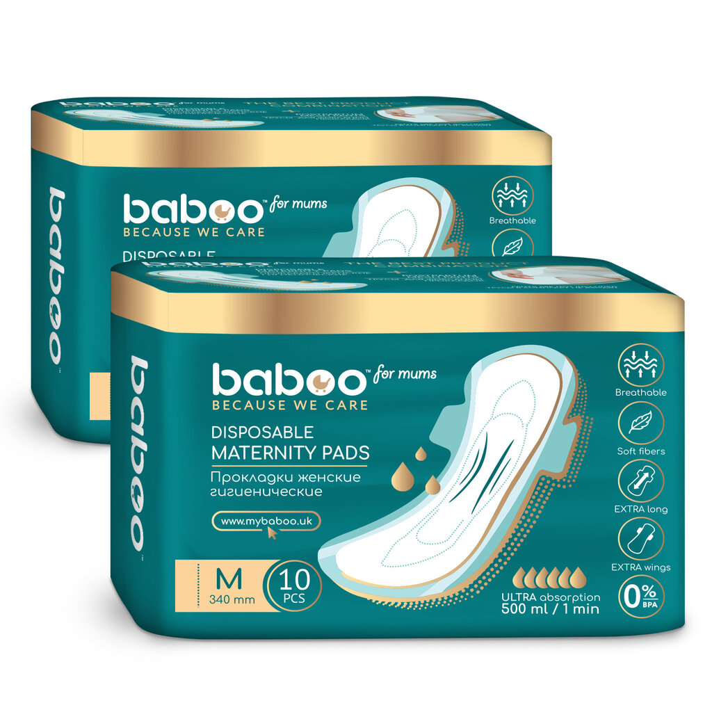 Baboo paketes biksītēm pēc dzemdībām, M izmērs, 20 gab. цена и информация | Higiēnas preces māmiņām | 220.lv