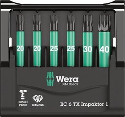 Набор насадок Wera Bit-Check 6 TX Impaktor 1, 6 шт. цена и информация | Механические инструменты | 220.lv