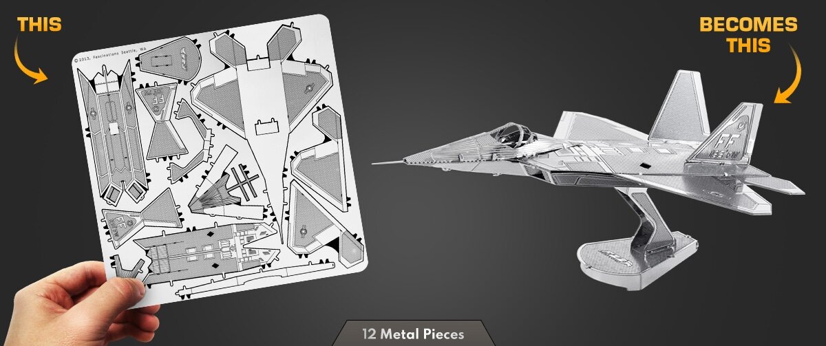 3D puzle Metal Earth Lidmašīna F-22 Raptor цена и информация | Galda spēles | 220.lv