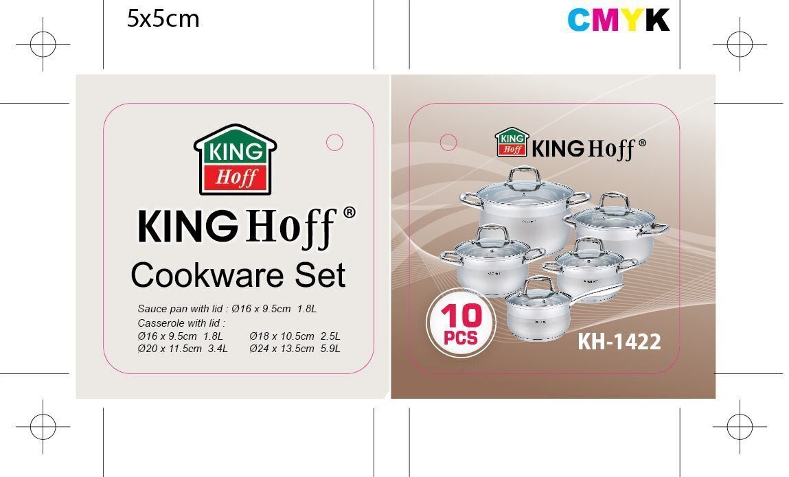 Katlu komplekts 10 elementiem, KINGHOFF KH-1422 cena un informācija | Katli, tvaika katli | 220.lv