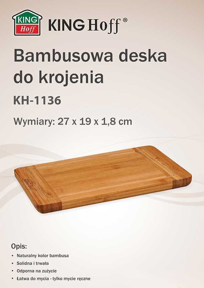 Virtuves dēlis bambusa 27x19 cm KINGHOFF KH-1136 цена и информация | Griešanas dēlīši | 220.lv