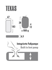 Матрас Texas 183x47x6,5 см, темно-серый, ТМ High Peak цена и информация | Надувные матрасы и мебель | 220.lv