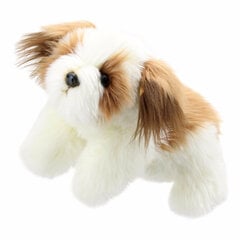 Leļļu dzīvnieks Suns ar ķermeni, brūns/balts cena un informācija | Mīkstās (plīša) rotaļlietas | 220.lv