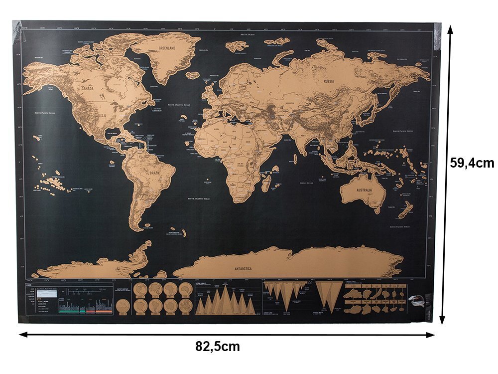 Pasaules karte ceļotājam 82 x 59 cm cena un informācija | Interjera priekšmeti | 220.lv