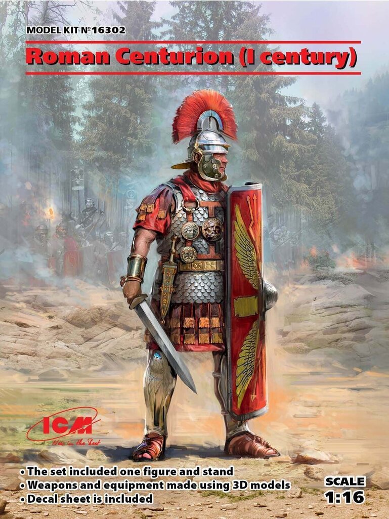 Līmējams modelis ICM 16302 Roman Centurion (I century) 1/16 цена и информация | Līmējamie modeļi | 220.lv