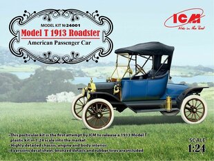 Сборная модель ICM 24001 Model T 1913 Roadster, American Passenger Car 1/24 цена и информация | Склеиваемые модели | 220.lv
