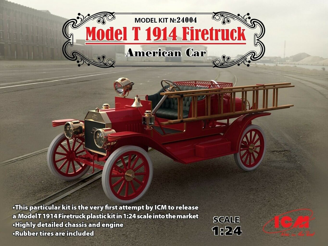 Līmējams modelis ICM 24004 Model T 1914 Firetruck, American Car 1/24 цена и информация | Līmējamie modeļi | 220.lv