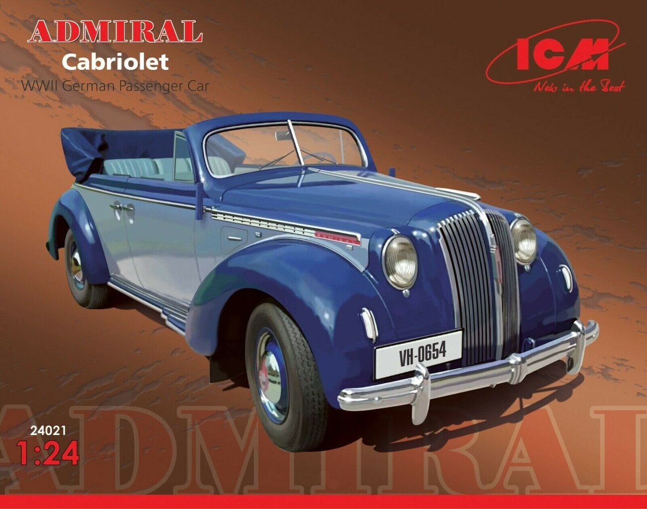 Līmējams modelis ICM 24021 Admiral Cabriolet, WWII German Passenger Car 1/24 cena un informācija | Līmējamie modeļi | 220.lv