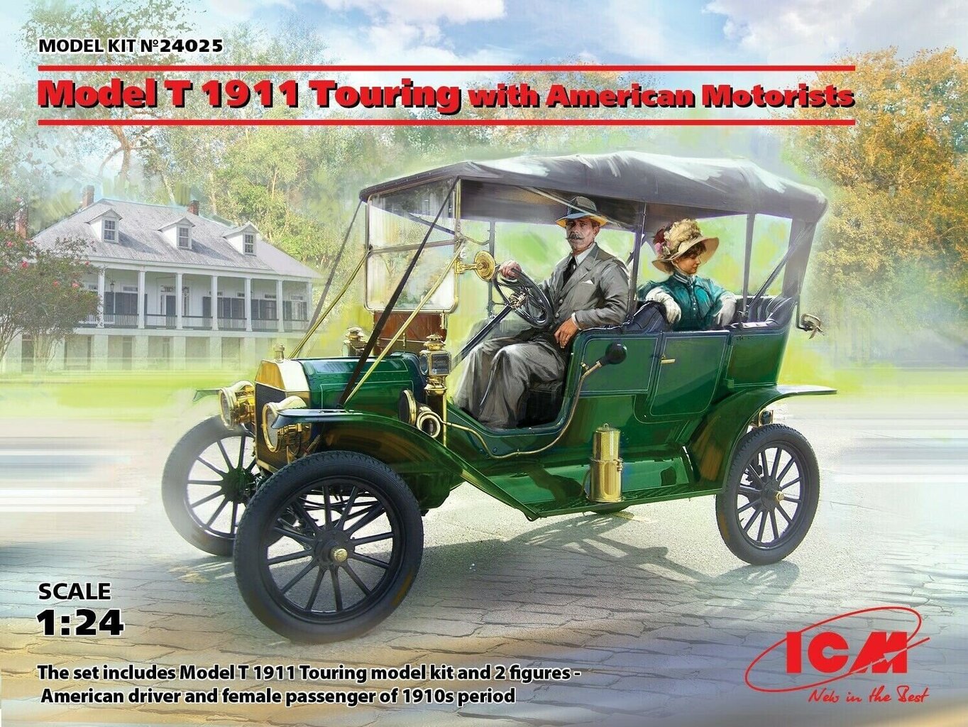 Līmējams modelis ICM 24025 Model T 1911 Touring with American Motorists 1/24 цена и информация | Līmējamie modeļi | 220.lv