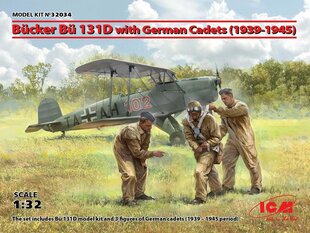 Līmējams modelis ICM 32034 Bücker Bü 131D with German Cadets (1939-1945) 1/32 cena un informācija | Līmējamie modeļi | 220.lv